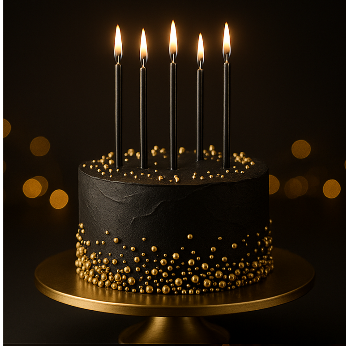 Birthday Candles-24 Count Long Thin Black Birthday Candles for Cake, Metallic Cake Candle for Birthday, Party Candles