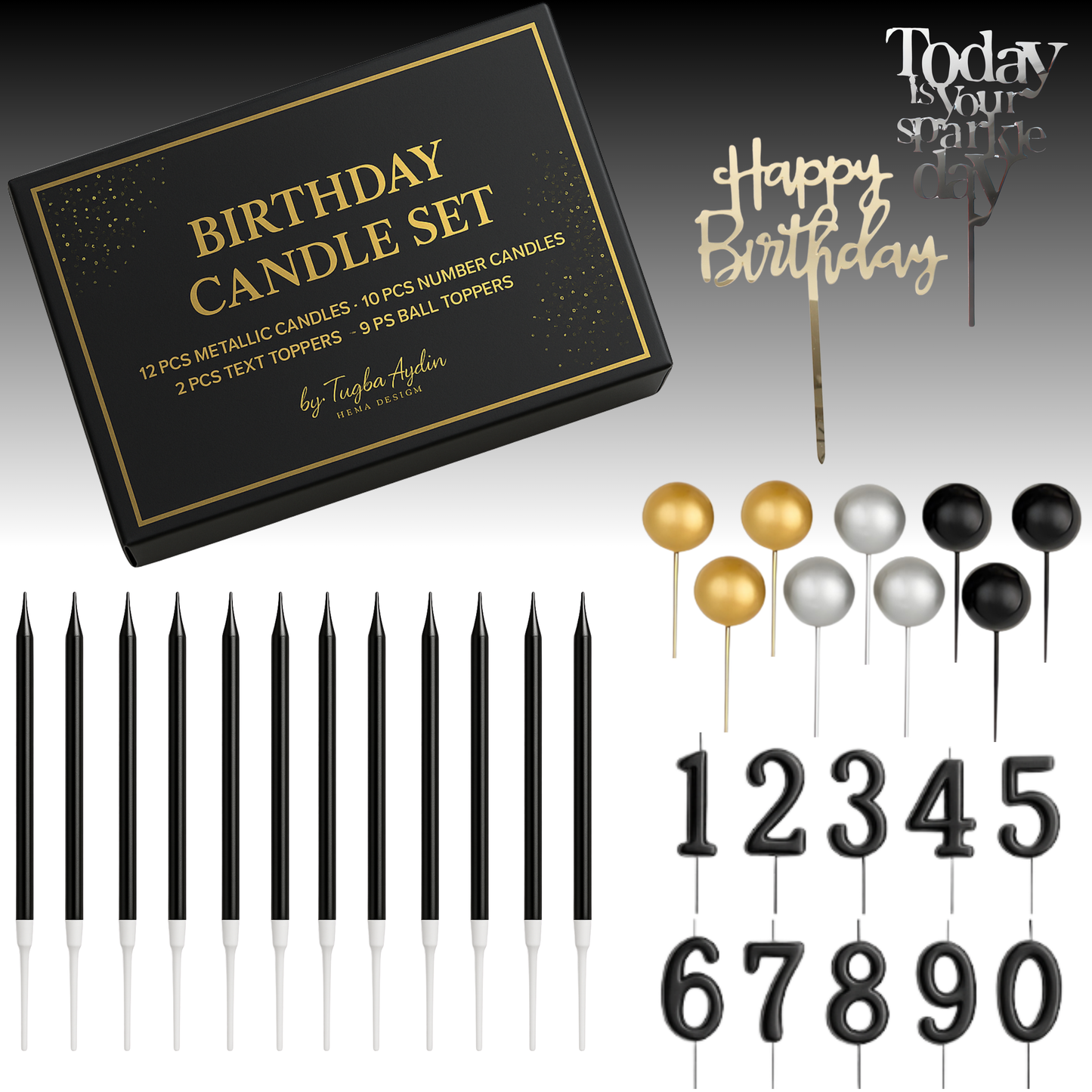Black birthday candles