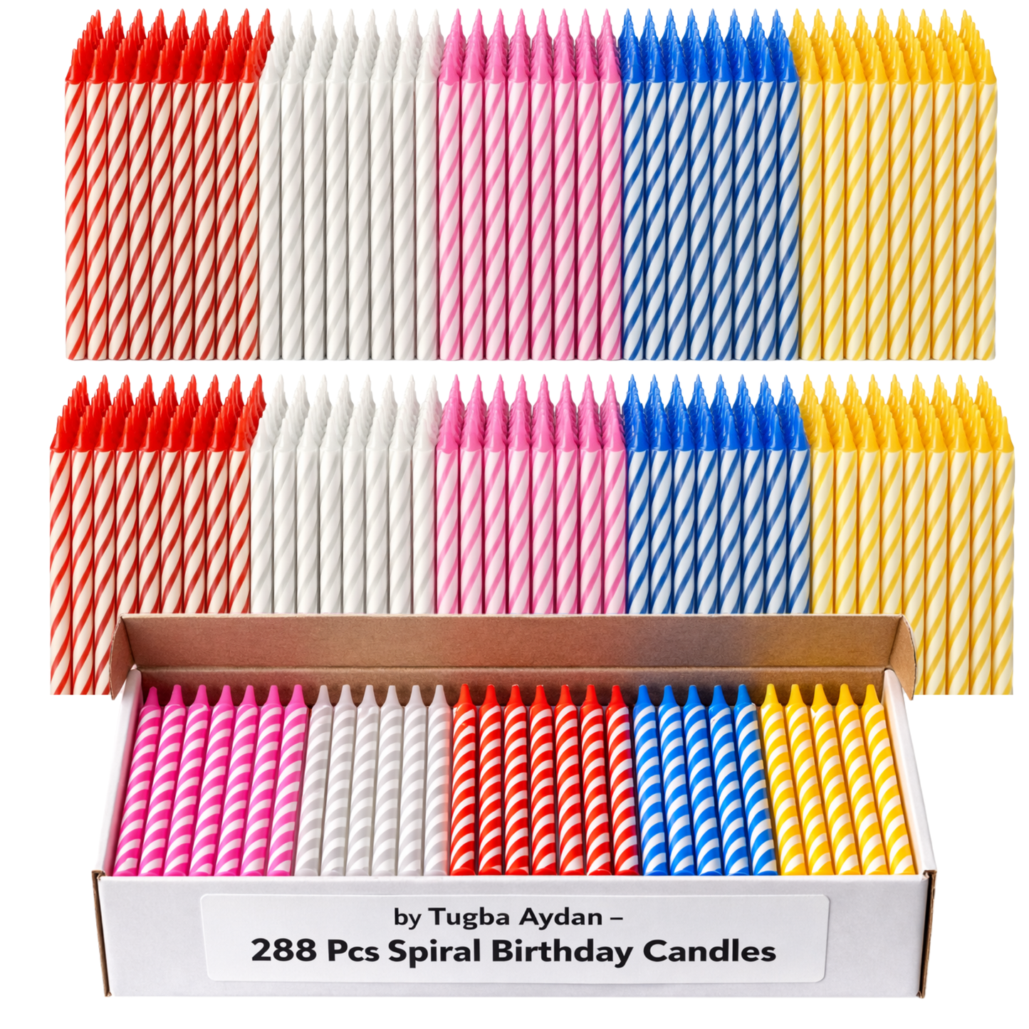 by Tugba Aydan - Birthday Candle - 288 Count Mix Color Birthday Candles for Cake, Cake Candle for Birthday, Party Small Candles
