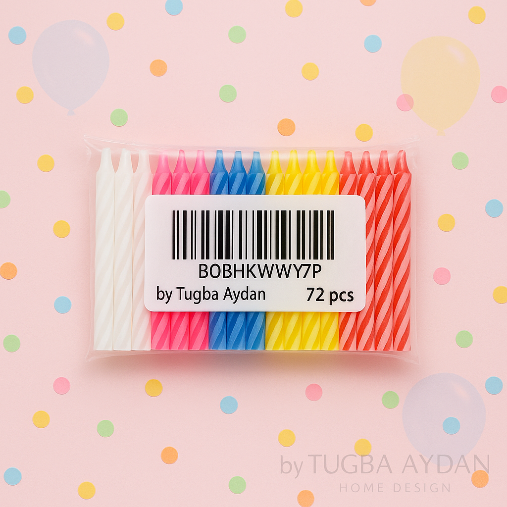 by  Tugba Aydan - Birthday Candle - 72 Count Mix Color Birthday Candles for Cake, Cake Candle for Birthday, Party Small Candles