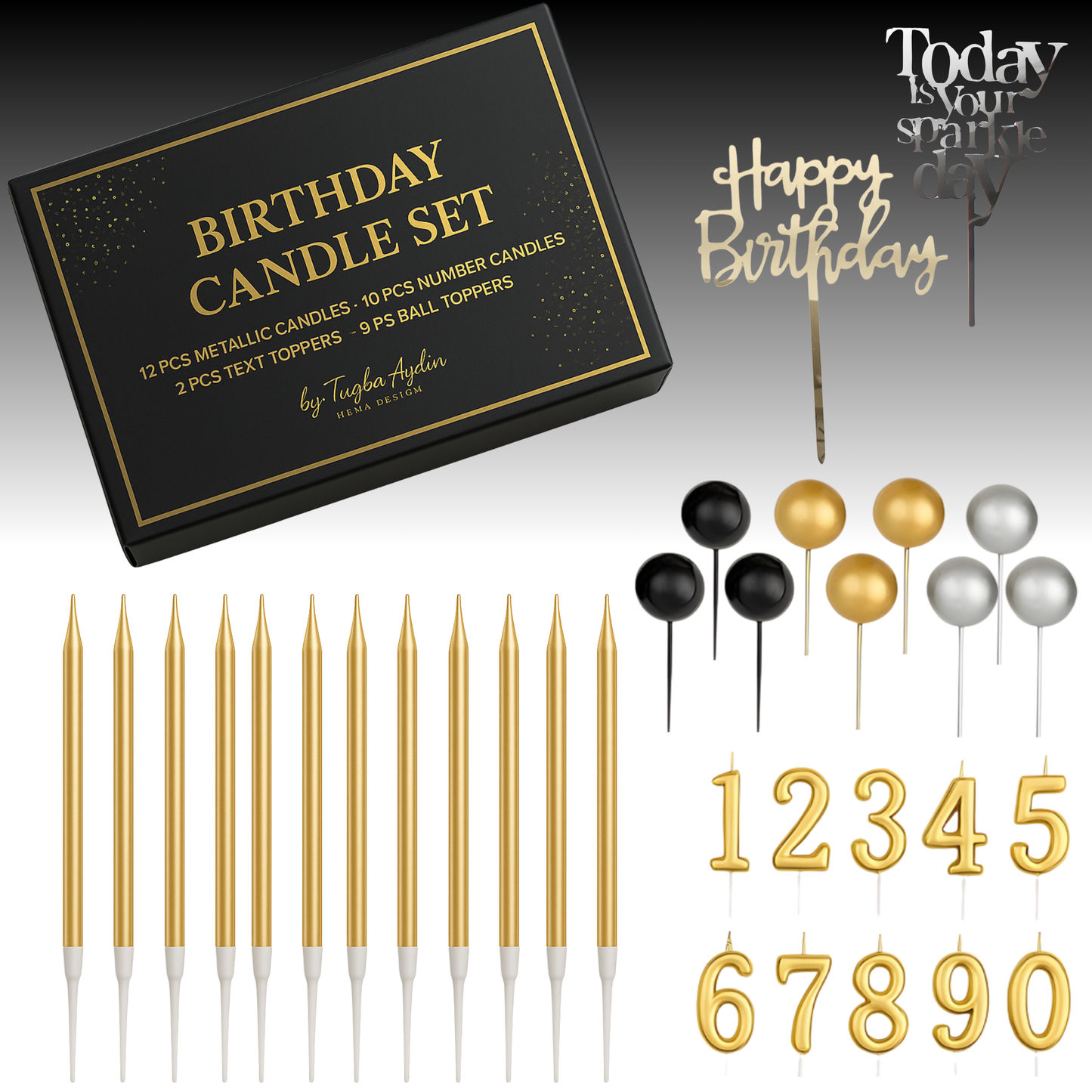 Gold birthday candles