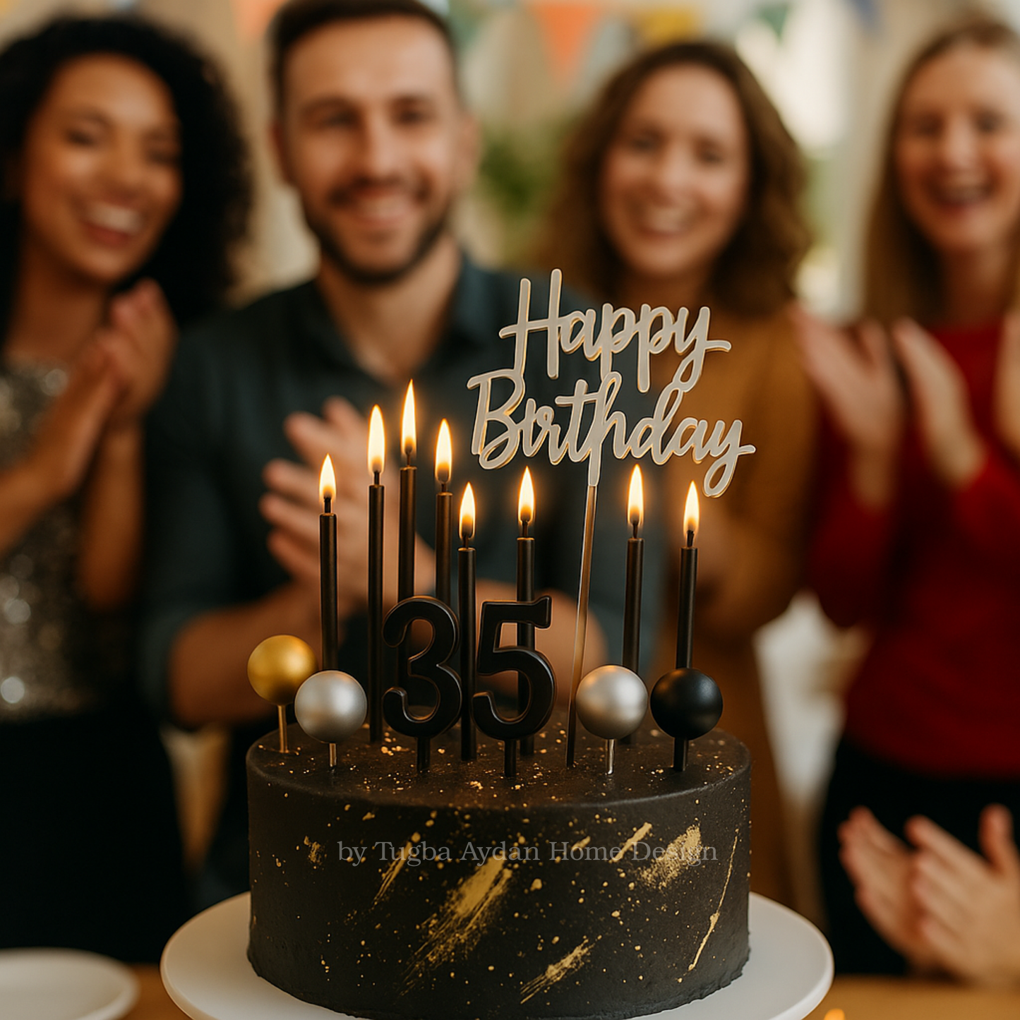 Black birthday candles