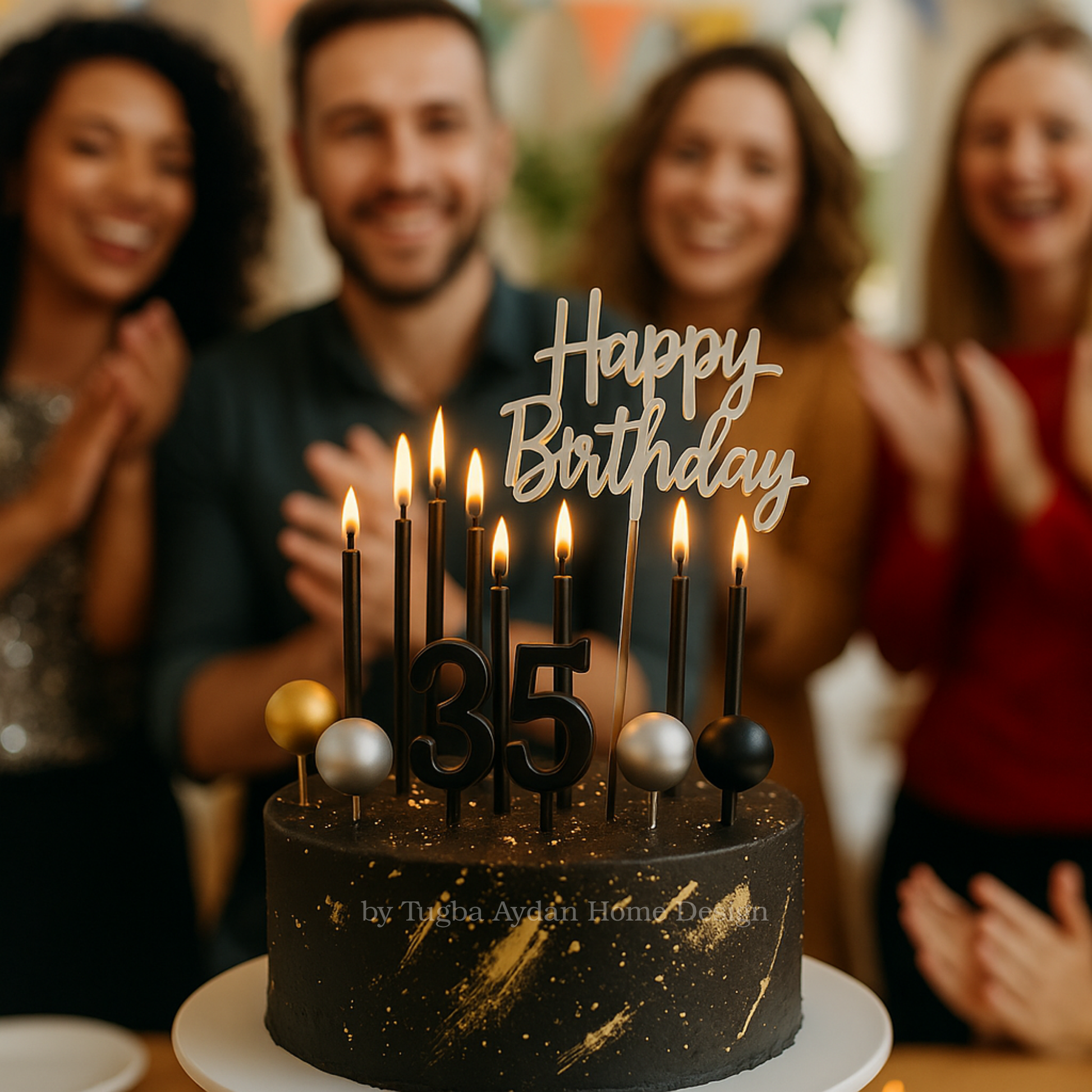 Black birthday candles