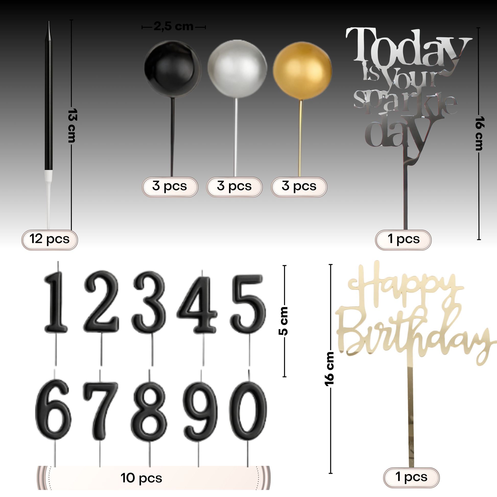Black birthday candles