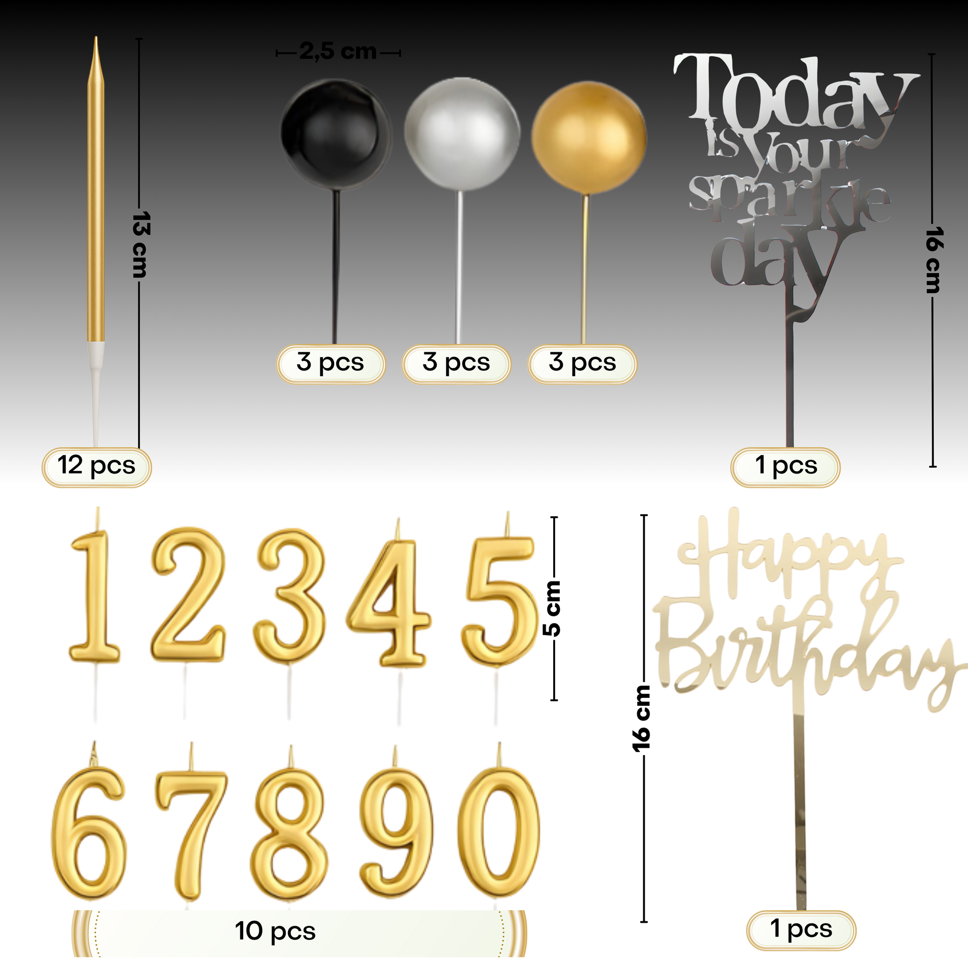 Gold birthday candles