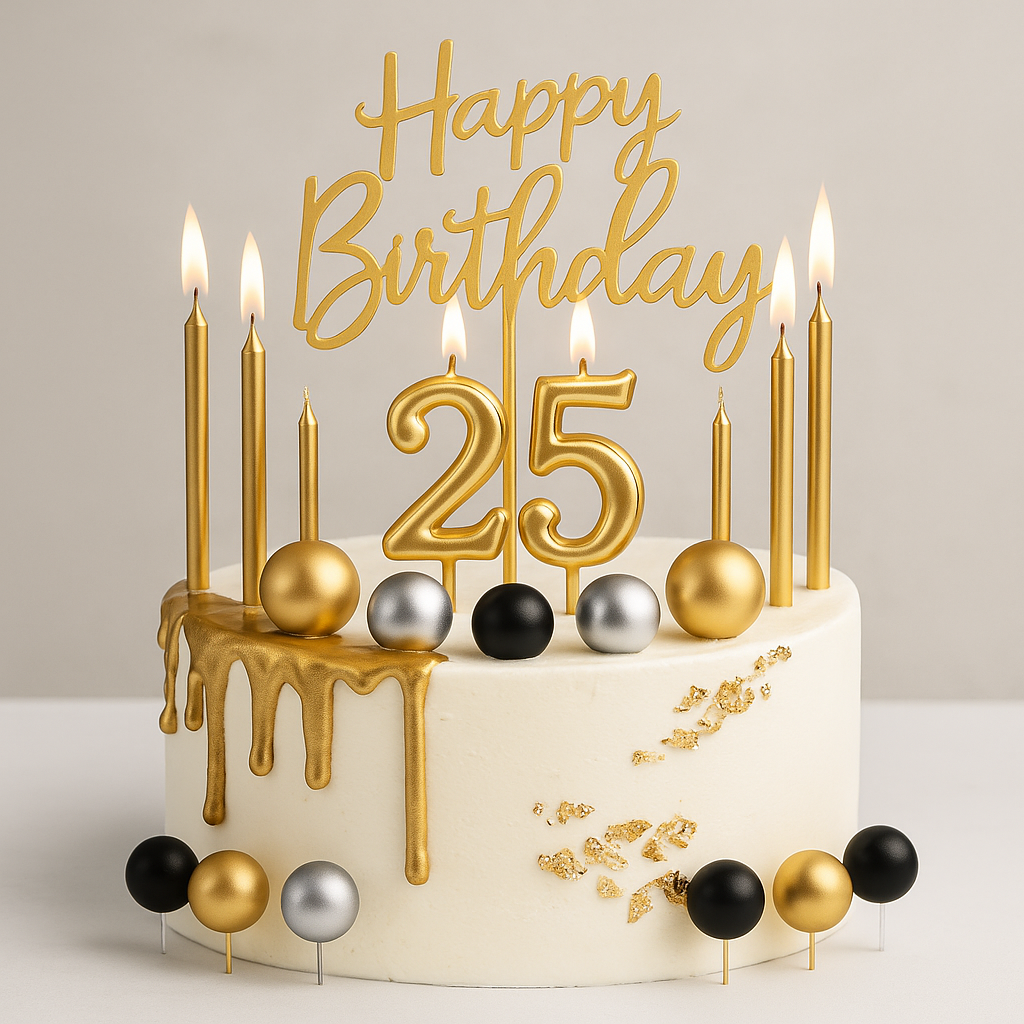 Gold birthday candles
