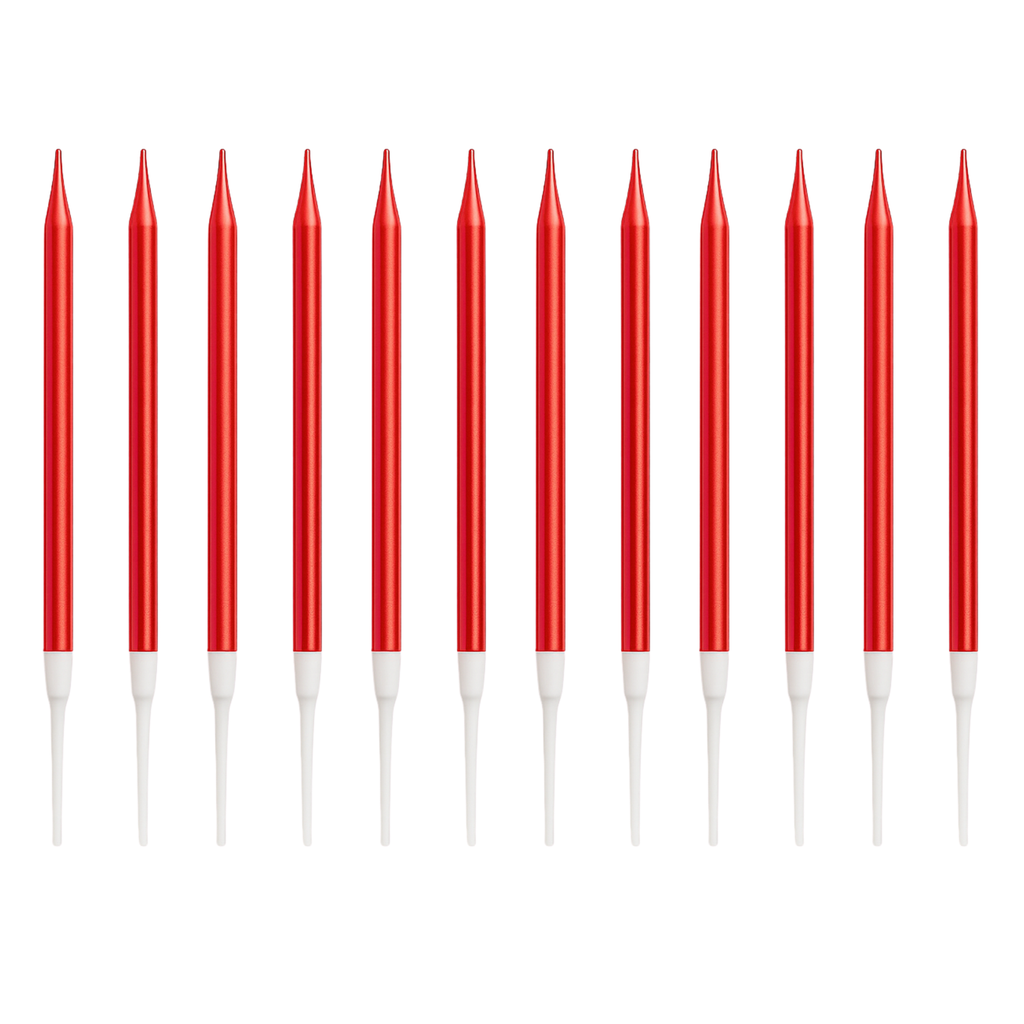 by Tugba Aydan - Red Birthday Candles - 24 Count Long Thin Red Birthday Candles for Cake, Metallic Cake Candle for Birthday, Party Candles