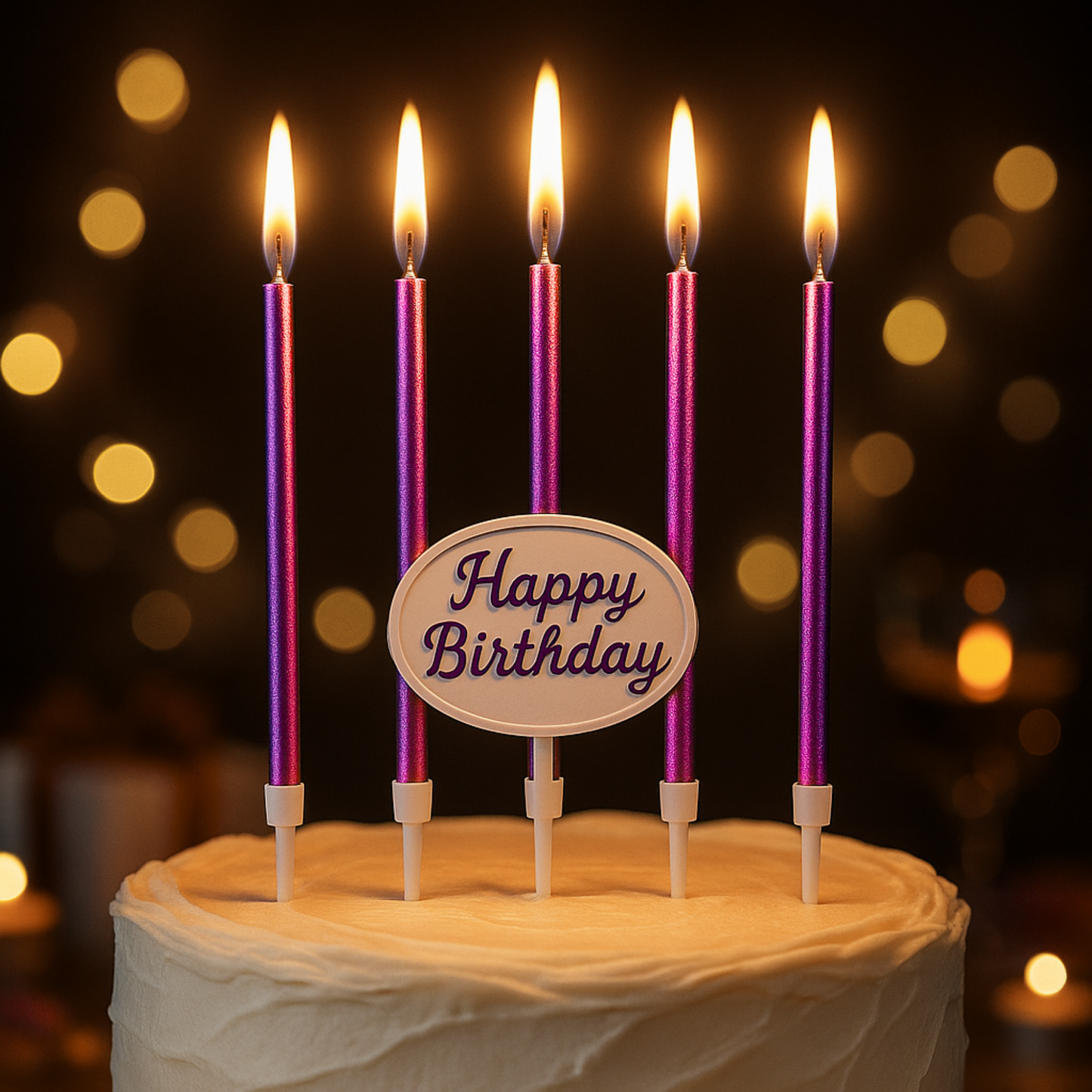 by Tugba Aydan - Purple Birthday Candles - 24 Count Long Thin Purple Birthday Candles for Cake, Metallic Cake Candle for Birthday