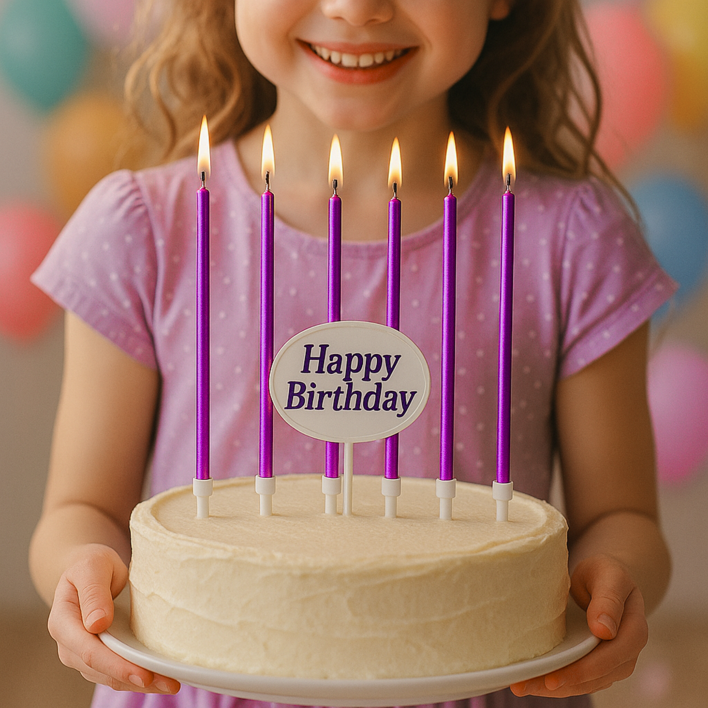 by Tugba Aydan - Purple Birthday Candles - 24 Count Long Thin Purple Birthday Candles for Cake, Metallic Cake Candle for Birthday