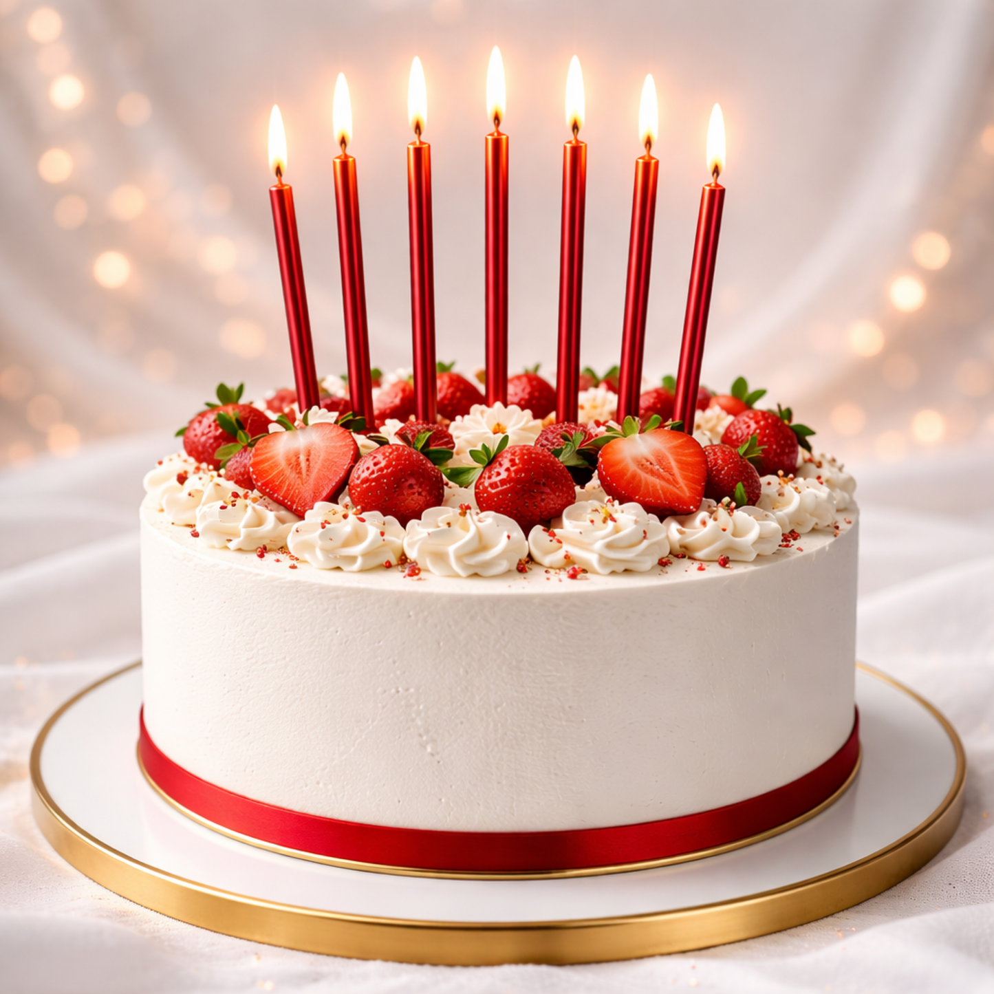 by Tugba Aydan - Red Birthday Candles - 24 Count Long Thin Red Birthday Candles for Cake, Metallic Cake Candle for Birthday, Party Candles